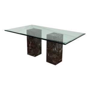 Vintage Faux Marble With Tempered Glass Dining Table