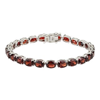 25.15 Ct Oval Cut Garnet Bracelet in 925 Silver Gift for Mom For Sale