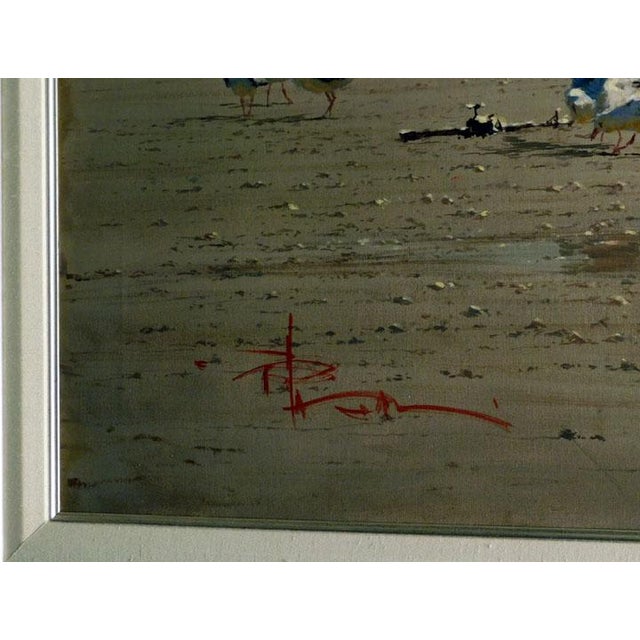 Impressionist Robert Hagan "Team Attack"beach Kids Canvas Hand Signed Custom Framed For Sale - Image 3 of 6