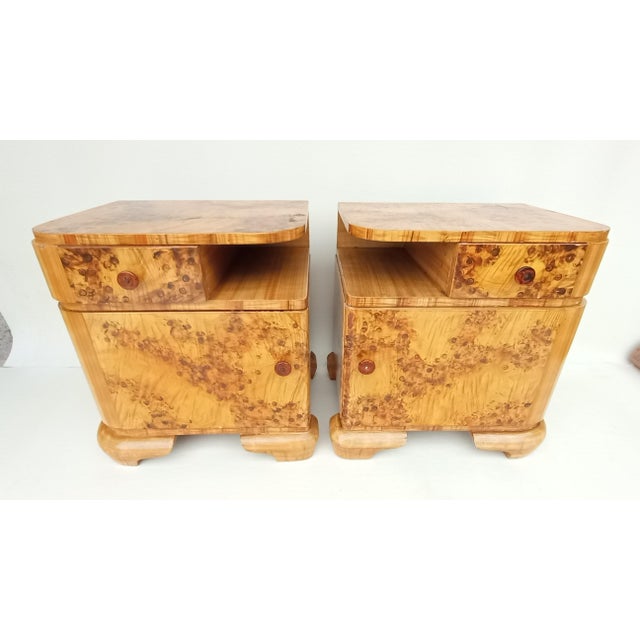 Beautiful bedside tables in Art Deco style, functionalism in original authentic condition. Made of beech and spruce wood....