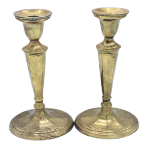 Vintage Art Deco English Tall Brass Candlesticks