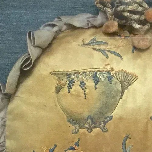 Antique Framed Silk Tea Cozy For Sale - Image 4 of 6