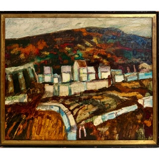 Donald Roy Purdy, Modernist Oil Painting Donald Roy Purdy Village on a Hillside Fauvist Colors For Sale