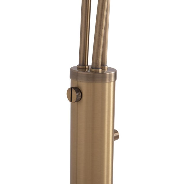 1960s Nova of California Moraga 3 Light Arc Floor Lamp, Bone Porcelain, Weathered Brass & Walnut, 4-Way Rotary Switch, Marble Base For Sale - Image 9 of 11