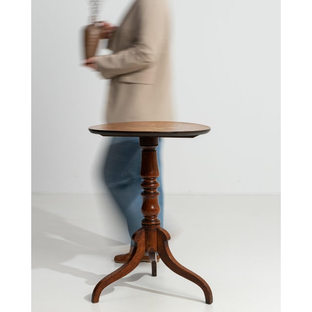 French Inlaid Wooden Side Table with Round Top, Circa 1900 For Sale - Image 11 of 13