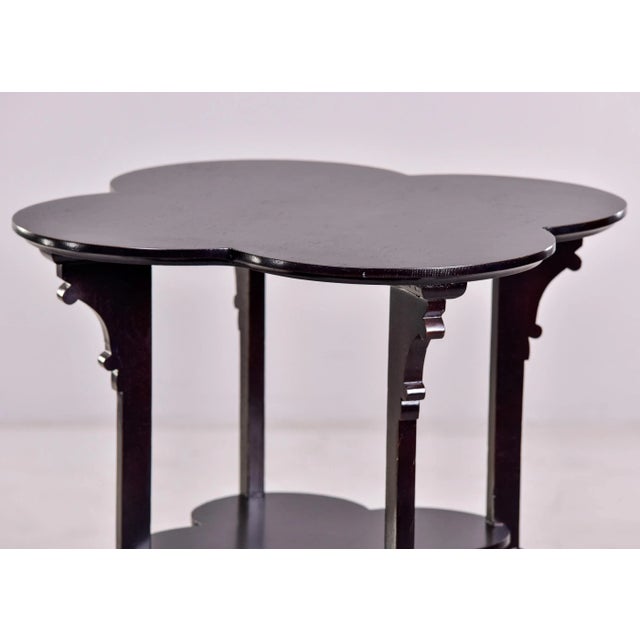 French Art Deco Black Scalloped Quatrefoil Top Side Table For Sale - Image 4 of 12