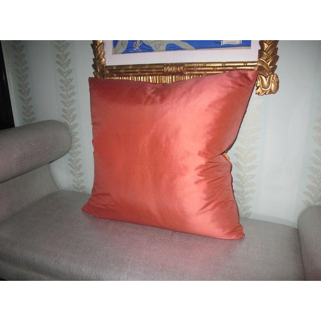 Mid-Century Modern Vintage Hermes-Style Orange Silk Twill Scarf Pillow Cover For Sale - Image 3 of 3