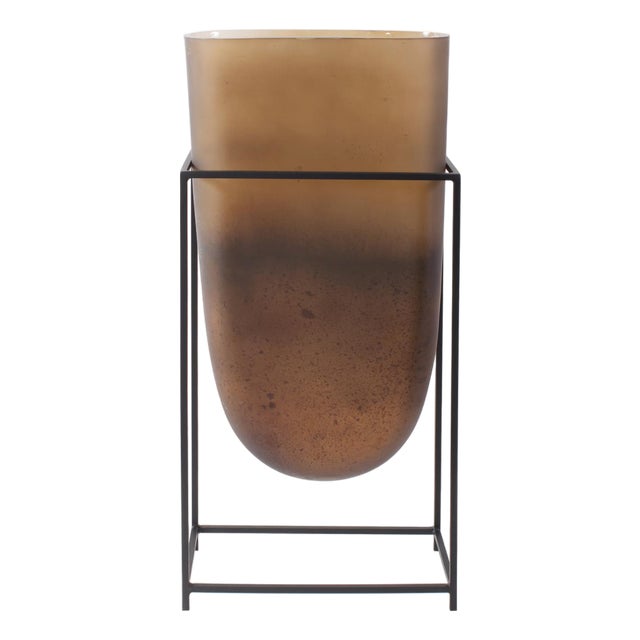 Bronze Euler Vase with Black Iron Stand- Tall For Sale