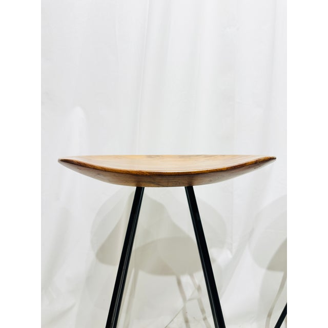 Early 21st Century Set of 3 Organic Modern Live Edge Wood & Black Iron Bar Stools For Sale - Image 5 of 7