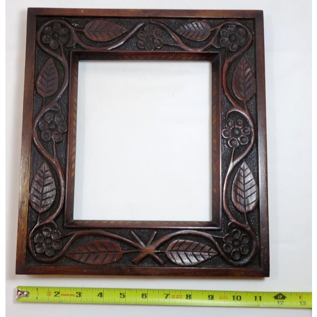 Antique Hand Carved & Inlaid Mahogany Picture Frame Chairish