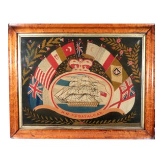 British Sailor's Flag of Nations Woolwork of HMS Trafalgar For Sale