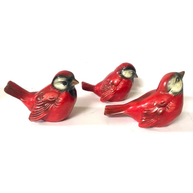 Mid-Century Modern Goebel German Red Porcelain Birds, Set of 3 For Sale - Image 3 of 8