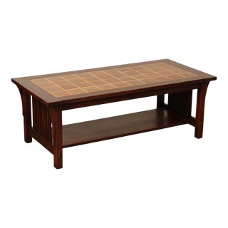 Stickley Mission Collection Oak Tile Top Cocktail Table For Sale