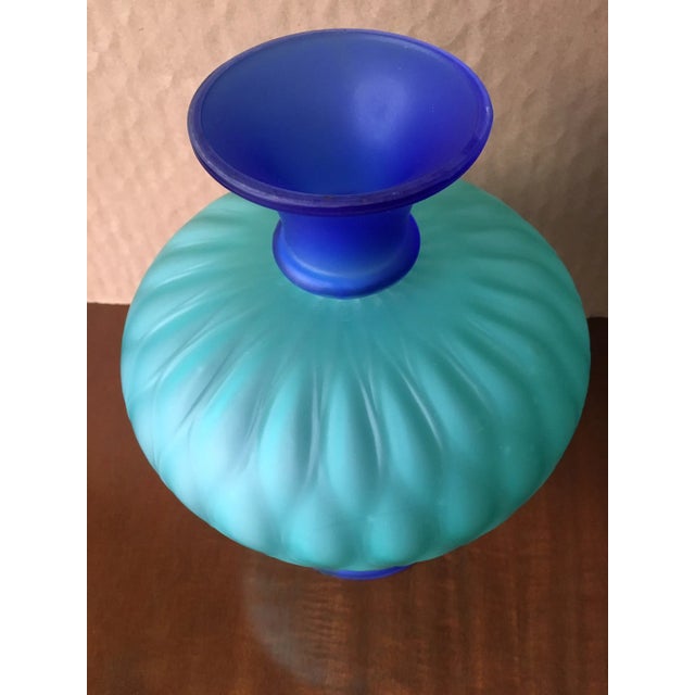 1970s Modern Italian Hand Made Blue & Green Vase For Sale - Image 4 of 5