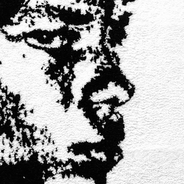 Contemporary Cedric Vu "Lago" Black and White Tufted Yarn Portrait, High Contrast Figure, Floral Motif, Contemporary California Textile Art, Pop Art, 2025 For Sale - Image 3 of 8
