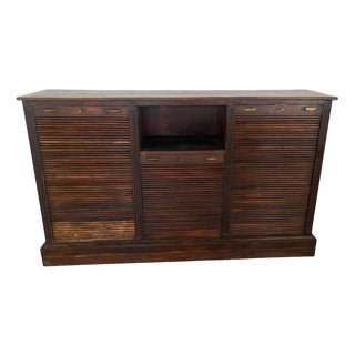 Vintage Italian Wooden Shutter Cabinet, 1940s For Sale