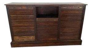 Vintage Italian Wooden Shutter Cabinet, 1940s