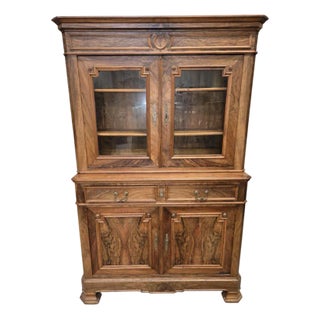 Louis Philippe Bookcase Buffet in Walnut For Sale