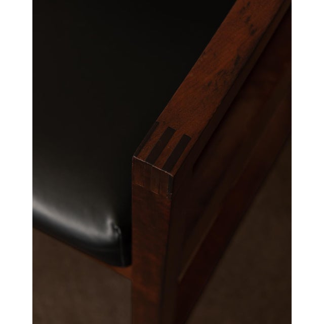 Vintage Scandinavian Style Wooden and Black Skai Leather Armchair, 1960s For Sale - Image 6 of 18