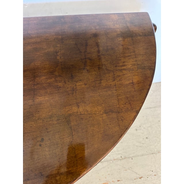 1990s Faux Gold Leaf & French Polished Demilune Console For Sale - Image 5 of 11
