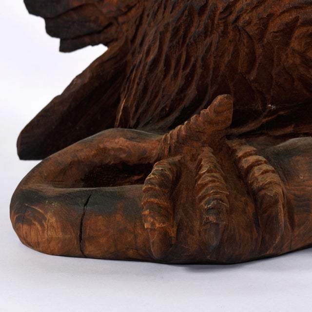 Wood Monumental Hand-Carved Redwood Eagle With Serpent, American Folk Art, 1960's For Sale - Image 7 of 10