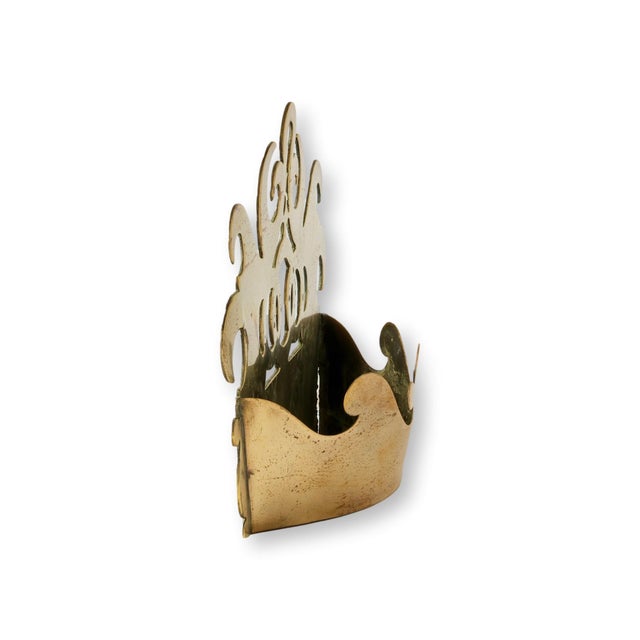 19th Century Antique English Brass Crown Wall Pocket For Sale - Image 5 of 6