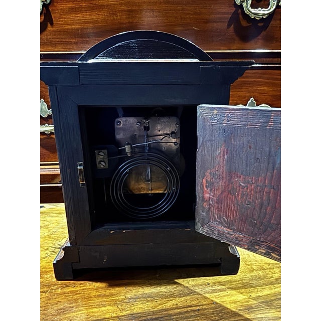 Brown Victorian Chiming Mantle Clock with Key and Pendulum For Sale - Image 8 of 10