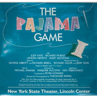 Unknown 'The Pajama Game' Advertising Blue,Red,Yellow,White,Turquoise,Silver,Pastel,Multicolor Usa Offset Lithograph For Sale