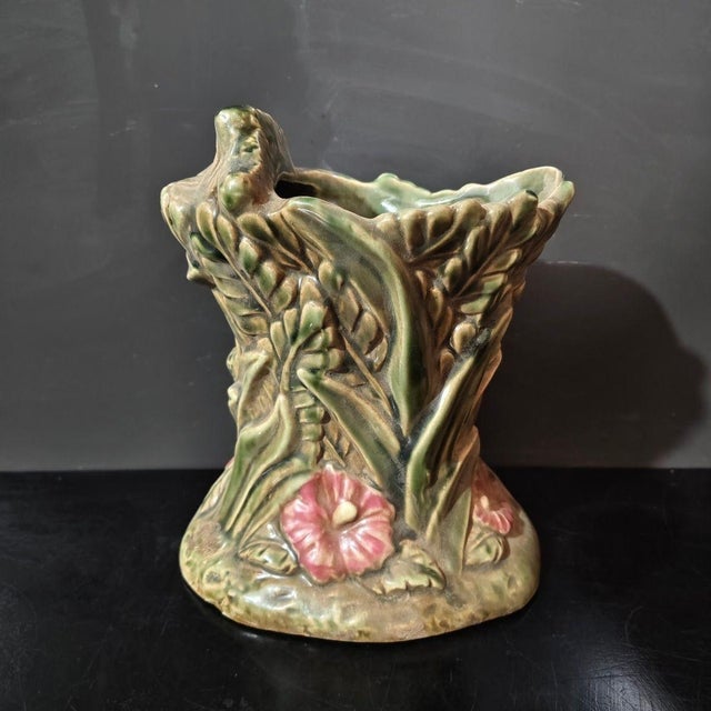 1960s 1960s Hand Sculpted Phoenix & Floral Ceramic Brush Pot For Sale - Image 5 of 10
