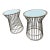 Metal Cage Side Tables White Frosted Glass Tops For Sale