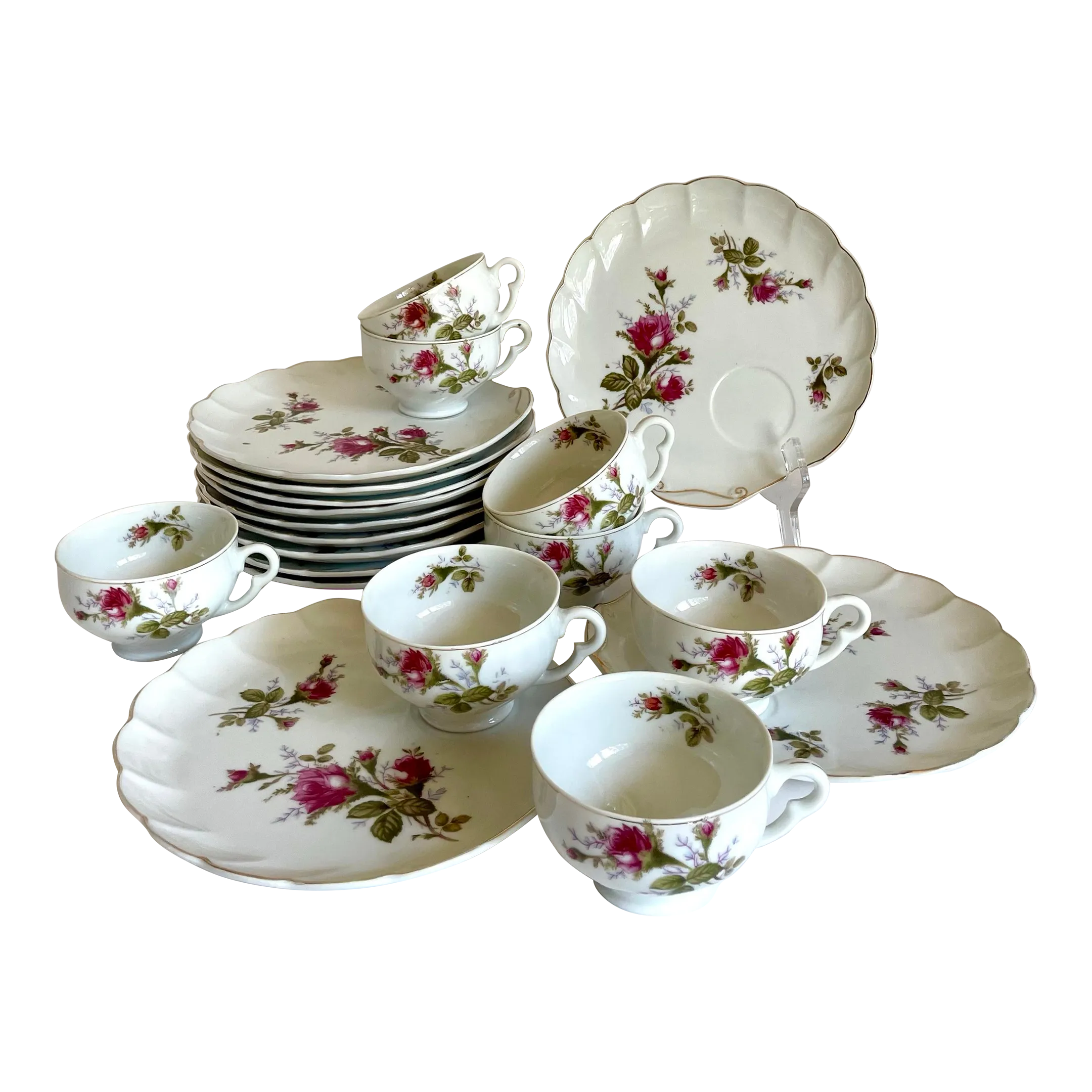 Hollywood Regency Lefton China Dessert Snack Plate and Tea Cup Set