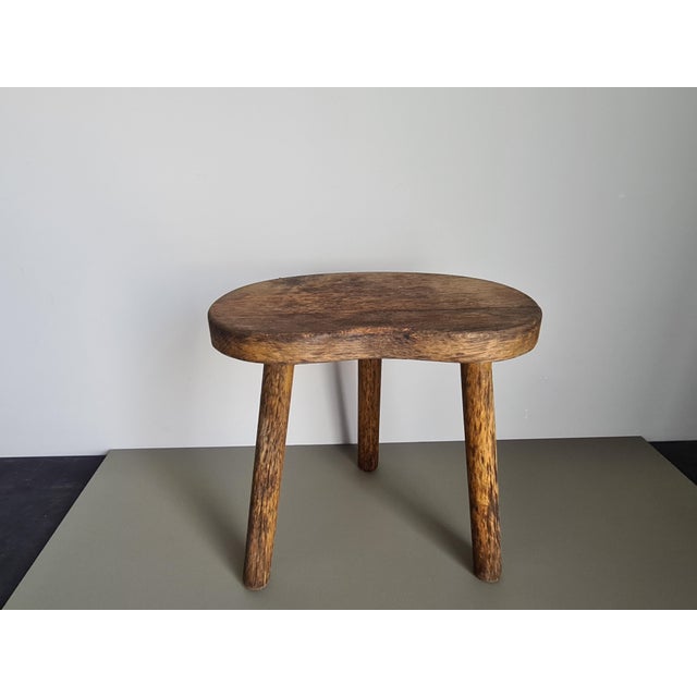 Vintage French Wooden Tripod Stool, 1950 For Sale - Image 4 of 11