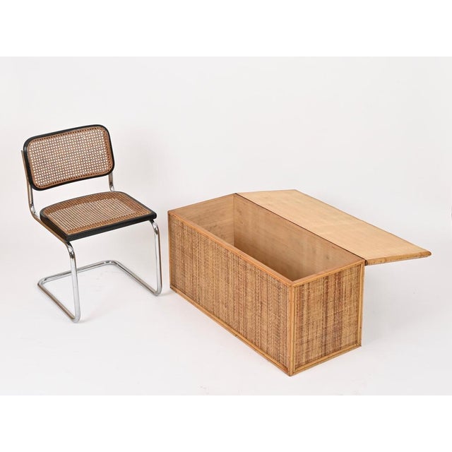 Mid-Century Modern French Riviera Storage Chest in Bamboo and Wicker, Italy, 1970 For Sale - Image 4 of 13