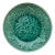 French Green Leaves Majolica Plate Salins, Circa 1890 For Sale