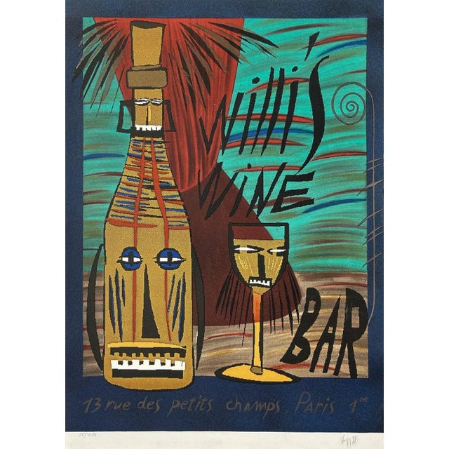 François Voisin WILLI'S WINE BAR 1988 lithograph on wove paper signed and numbered in pencil 36.2 x 26.8 in illustration :...