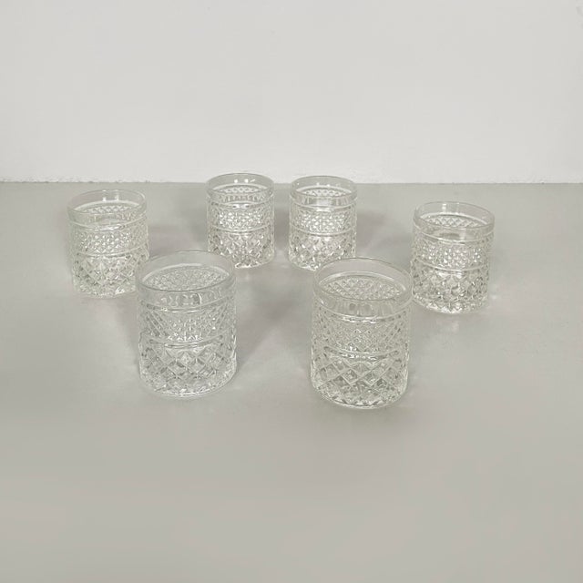 Italian Modern Round Glasses in Crafted Glass, 1970s, Set of 6 For Sale - Image 9 of 9