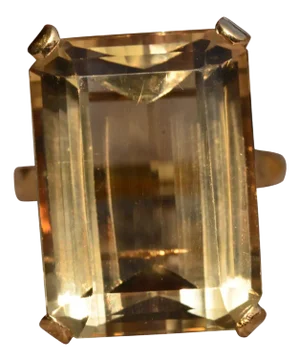 The Goswell Street: Bold Emerald Cut Quartz Statement Ring in 18 Karat Yellow Gold