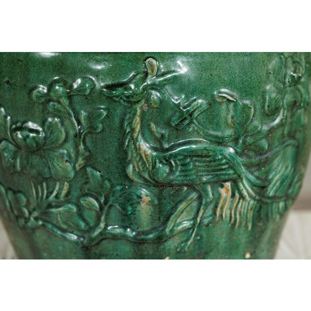 Antique Annamese Green-Glazed Planter with Scalloped Rim and Phoenix Motif For Sale - Image 10 of 12