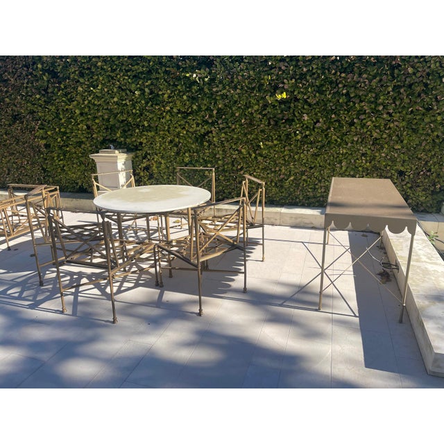 Early 21st Century Jerome Outside Dining Chairs in Reed Brass Finish by Michael Taylor, Set of 6 For Sale - Image 5 of 6