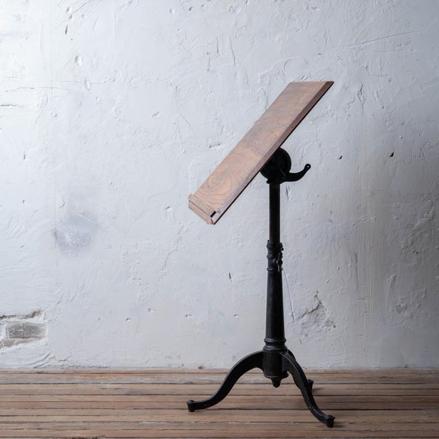 Wood Keuffel & Esser Cast Iron & Oak Drafting Table, 1920s For Sale - Image 7 of 16