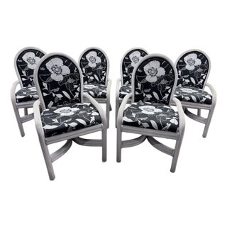 Set of 6 Pencil Reed Rattan Dining Chairs After Gabriella Crespi For Sale