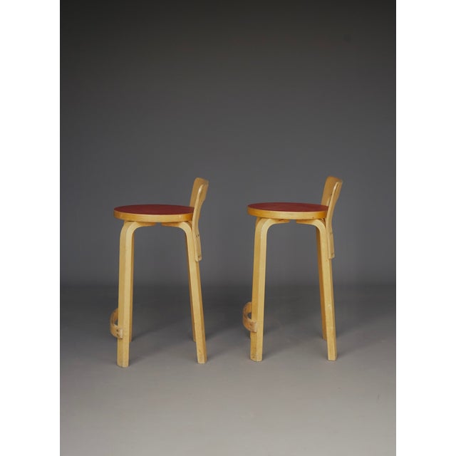 1950s Model K65 Bar Stools attributed to Alvar Aalto for Artek, 1950s, Set of 2 For Sale - Image 5 of 18