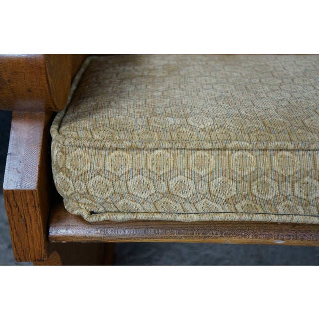2 Antique Gothic Revival Quartersawn Oak Carved Church Pews Deacon Bench Pair For Sale - Image 12 of 18