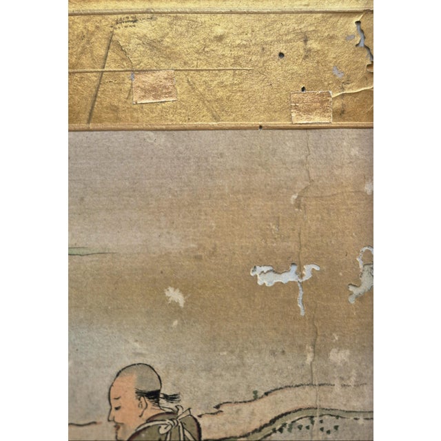 Set of 2 Antique Edo Era Japanese Landscape Paintings of Farmers in Rice Fields – Newly Framed For Sale - Image 6 of 8