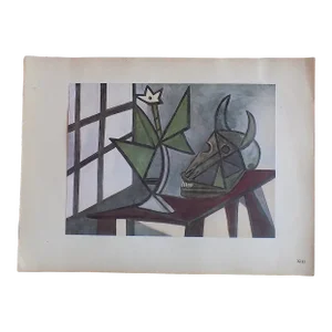 Vintage Folio Sized Ltd. Ed. Mid 20th Century Modernist Abstract Picasso Lithograph - "Nature Morte"