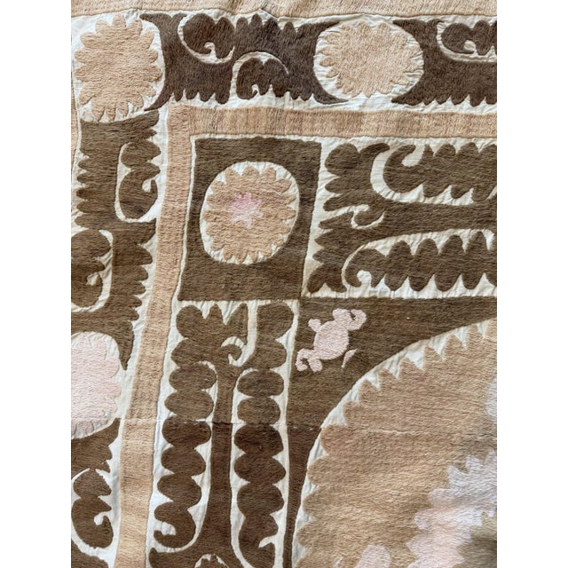 1960s Tribal Suzani Wall Hanging Decor 4'3'' X 4'7'' For Sale - Image 5 of 7