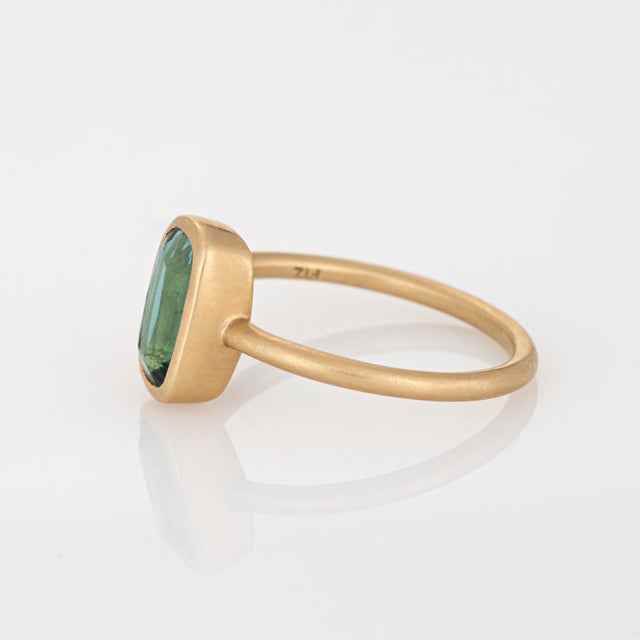 1.40ct Green Tourmaline Ring Sz 6.5 Estate 14k Gold Stacking Band Fine Jewelry For Sale - Image 4 of 6