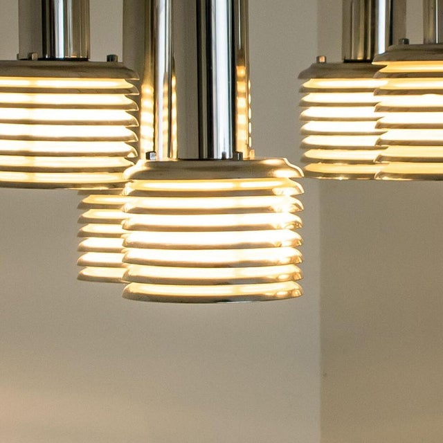 Metal and Chrome Cascading Pendant Light attributed to Staff Leuchten, 1970s For Sale - Image 12 of 16