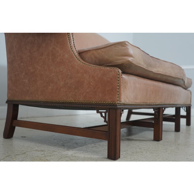 Animal Skin Hickory Chair Co Camelback Leather Sofa For Sale - Image 7 of 18