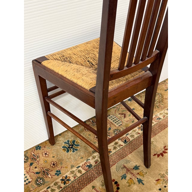 Traditional Federal Revival Inlaid Wood Rush Seat Side Chair, Vintage For Sale - Image 3 of 12